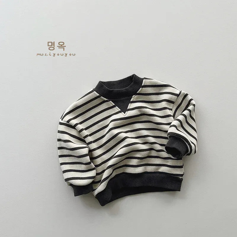 トレーナー・フーディ grey / 80cm / 取り寄せ（7〜21日） キッズトップス ボーダー 裏フリーススウェットシャツ トレーナー