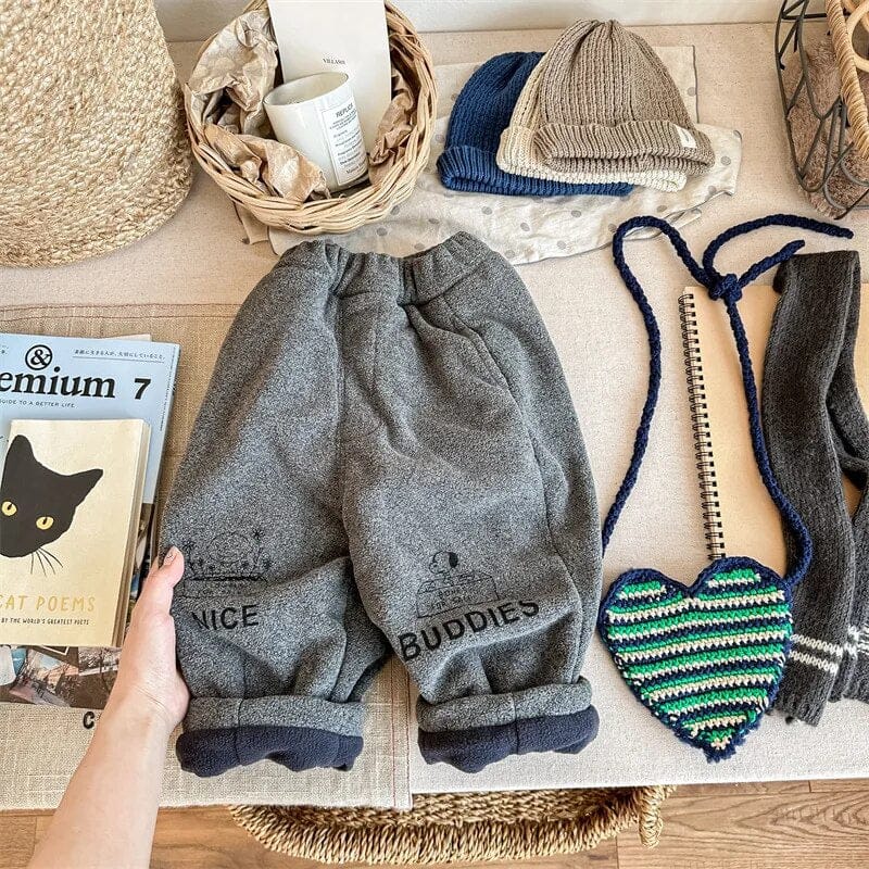 ロングパンツ・スウェットパンツ grey / 80cm / 取り寄せ（7〜21日） キッズパンツ スウェットパンツ 裏フリース 暖パン グレー ベージュ 2カラー ユニセックス 男の子 女の子 子供服