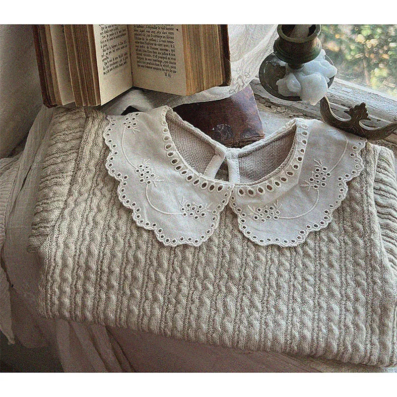 長袖シャツ・ブラウス grey apricot / 9M  73cm ベビートップス レース襟 長袖ブラウス Tシャツ ホワイト グレー 2カラー