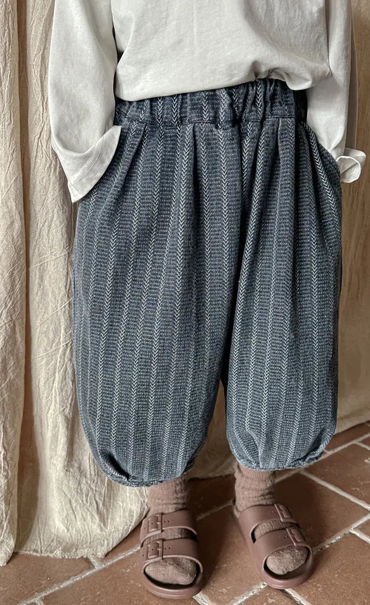 ロングパンツ・スウェットパンツ grey as picture / 18M  (80cm) キッズパンツ ストライプ アンクルランタンパンツ バルーンパンツ ブルー/グレー/2カラー