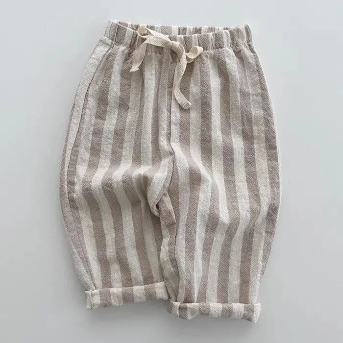 ロングパンツ・スウェットパンツ grey coffee / 73cm / 取り寄せ（7〜21日） ベビー ストライプ ルーズ サマー ロングパンツ ボーイズ