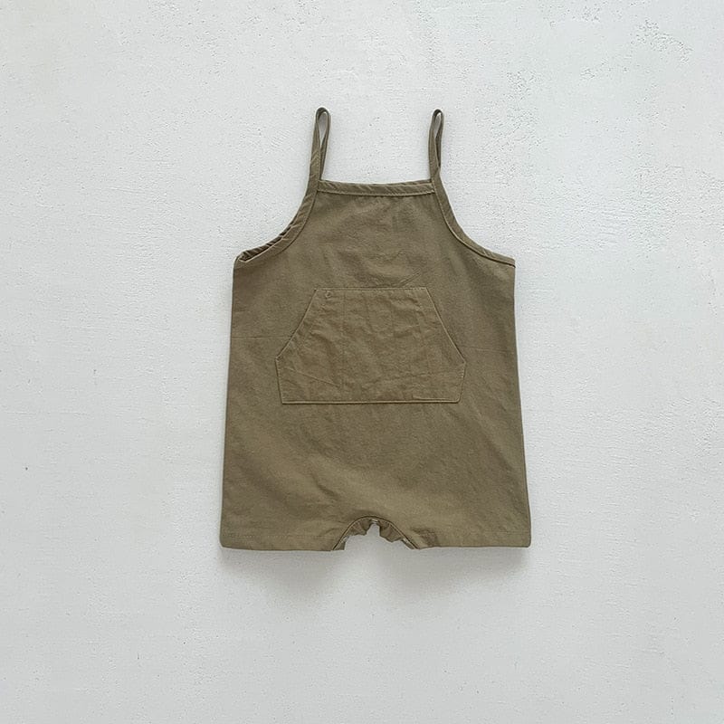 サロペットパンツ・サスペンダーパンツ grey green / 66cm ベビー キャミソール ジャンプスーツ サロペット 半袖 Tシャツ ボーイズ