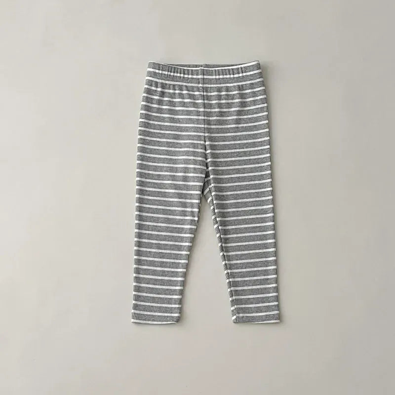 レギンスパンツ grey stripe / 80cm キッズレギンス 無地 ボーダー レギンスパンツ シンプルベーシック 7カラー