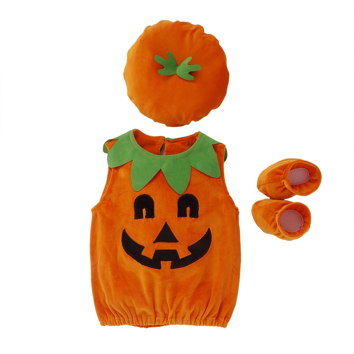 長袖ロンパース ベビー キッズ ハロウィン Halloween コスチューム かぼちゃ ジャックオーランタン 長袖 ボーダー ロンパース ユニセックス