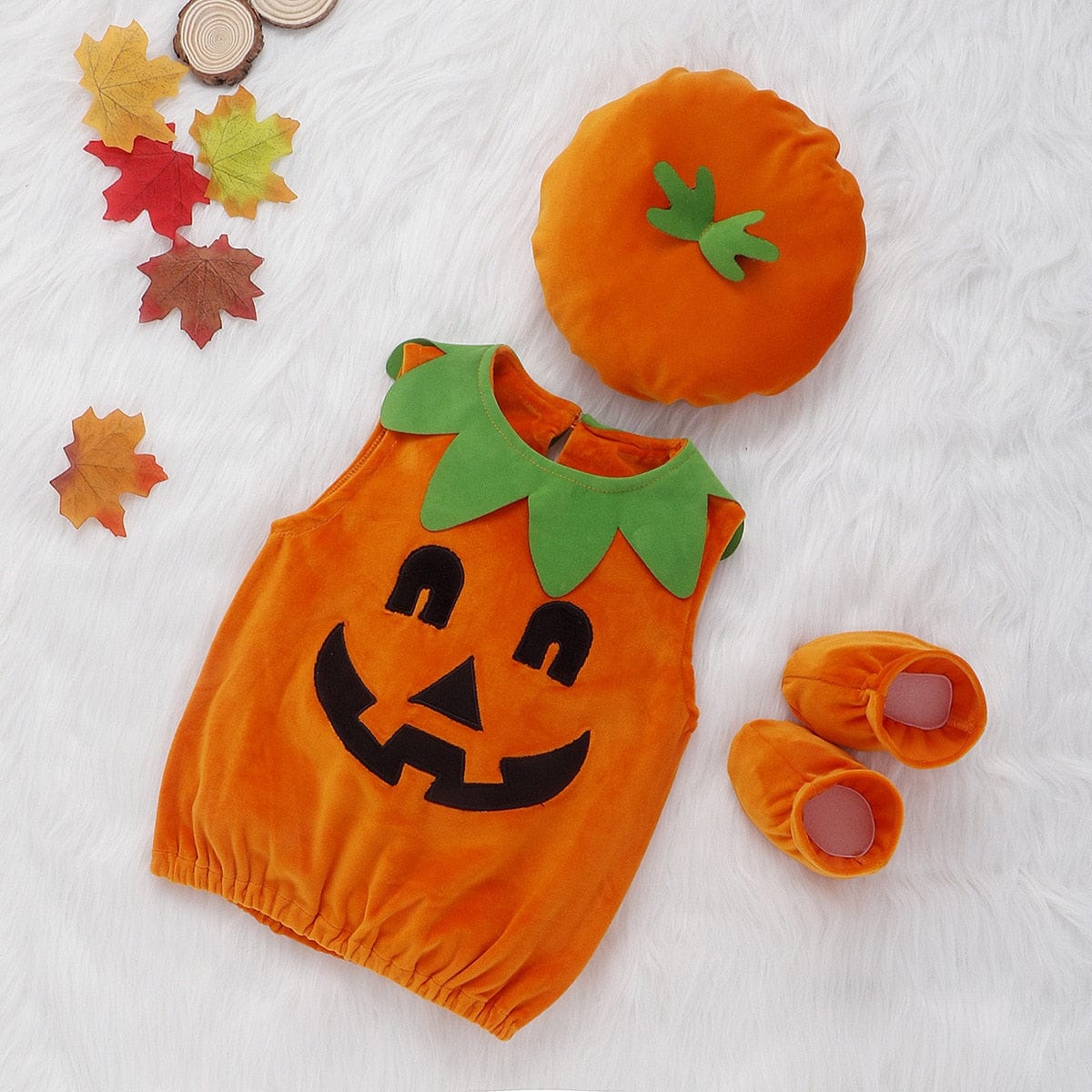 長袖ロンパース ベビー キッズ ハロウィン Halloween コスチューム かぼちゃ ジャックオーランタン 長袖 ボーダー ロンパース ユニセックス