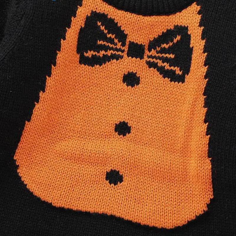 長袖ロンパース ベビーロンパース 蝶ネクタイ柄ニット長袖ボディスーツ ハロウィンHalloween 👻 2カラー