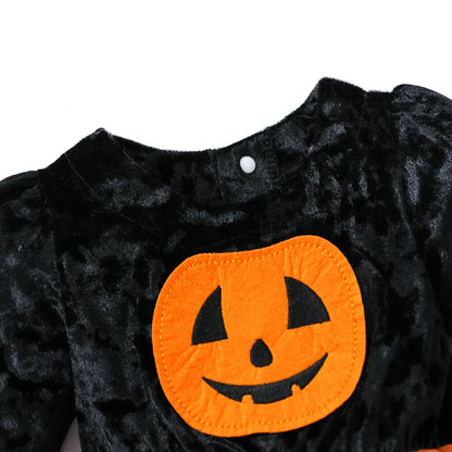 長袖ワンピース キッズコスチューム ハロウィンかぼちゃパンプキン長袖ドレスワンピース Halloween 👻【mh0007346】