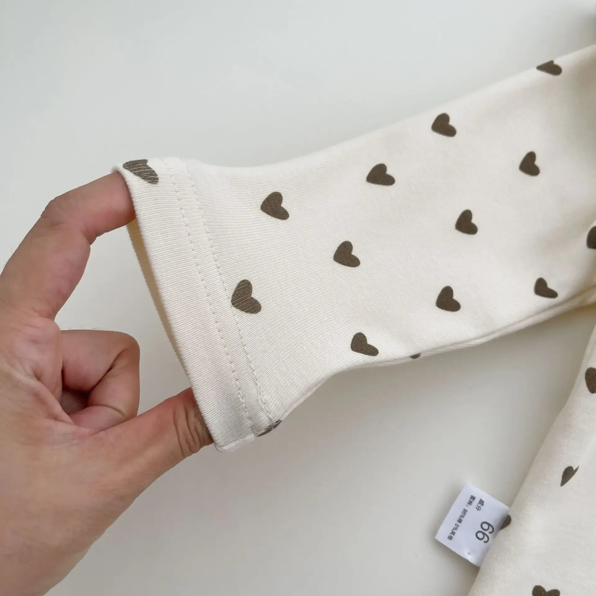 長袖パジャマ Heart / 6M  66CM ベビーパジャマセット 長袖ショルダーフリルTシャツ+ロングパンツ+ヘアバンド ハートプリント【mh0006354】