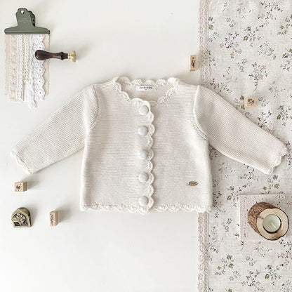 カーディガン・パーカー Ivory / 73cm ベビー キッズ くるみボタン ニット カーディガン ジャケット ガールズ