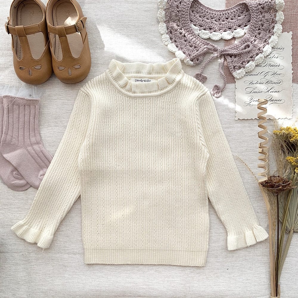 ニット・セーター Ivory / 80cm キッズ ニット フリル 長袖 トップス セーター カットソー
