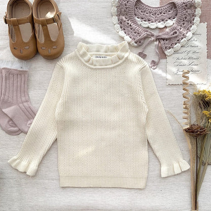ニット・セーター Ivory / 80cm キッズ ニット フリル 長袖 トップス セーター カットソー