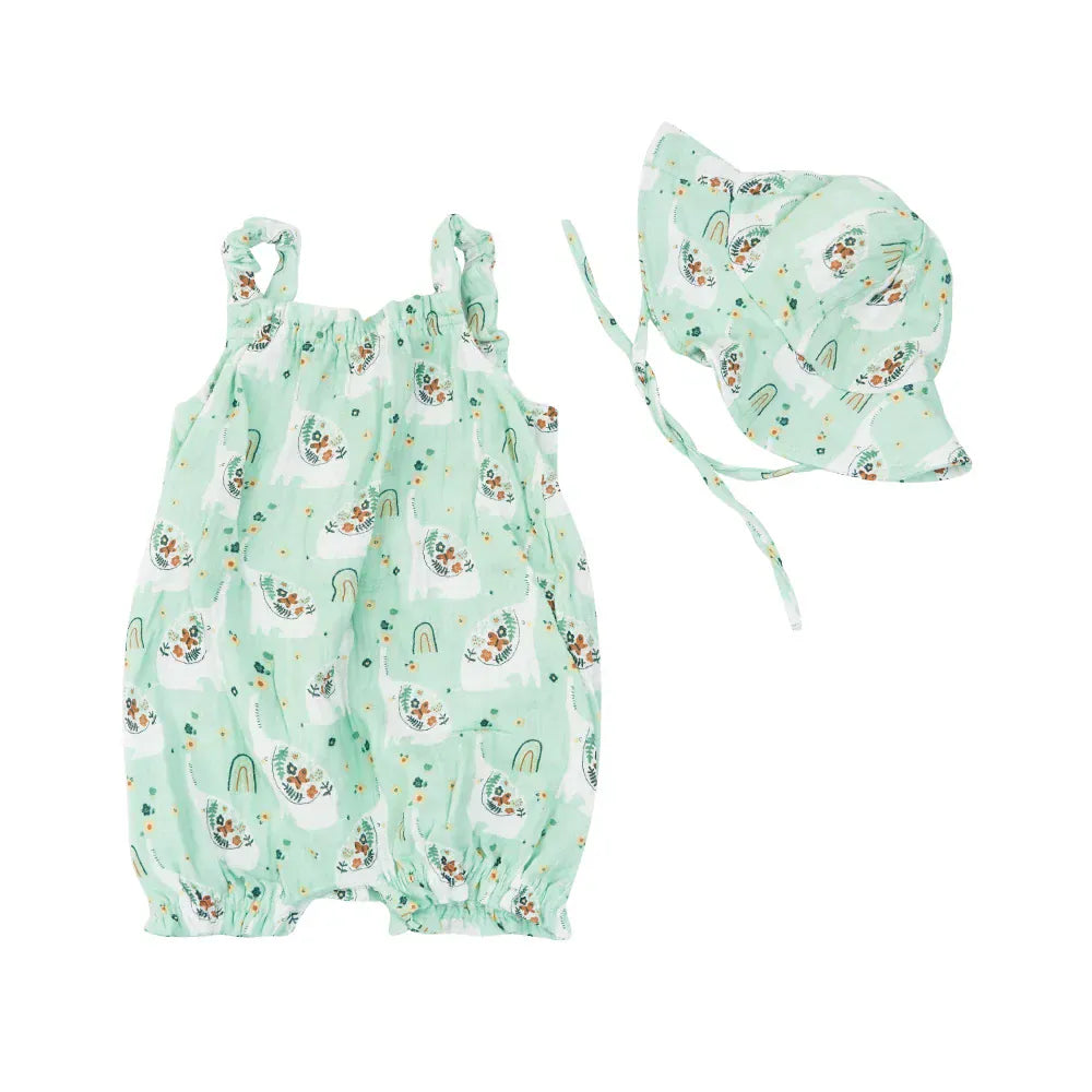 ノースリーブジャンプスーツ KB110-ZB09 / 66cm ベビージャンプスーツ キャミソールボディスーツ 帽子セット【mh0005884】