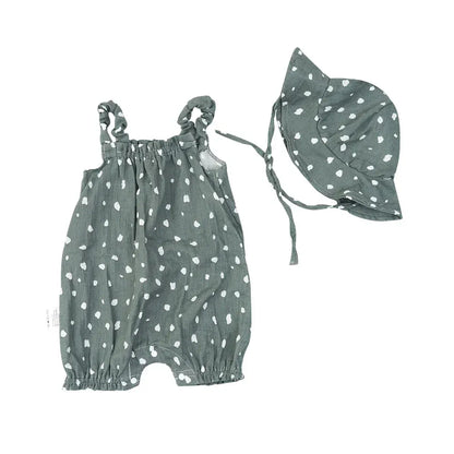 ノースリーブジャンプスーツ KB110-ZB32 / 66cm ベビージャンプスーツ キャミソールボディスーツ 帽子セット【mh0005884】