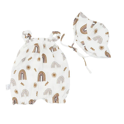 ノースリーブジャンプスーツ KB110-ZB34 / 66cm ベビージャンプスーツ キャミソールボディスーツ 帽子セット【mh0005884】