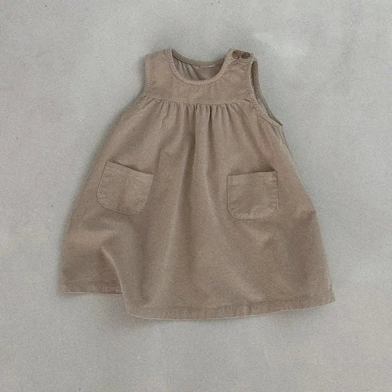 ノースリーブワンピース khaki / 12M 80cm キッズワンピース コーデュロイ ノースリーブワンピース 2カラー