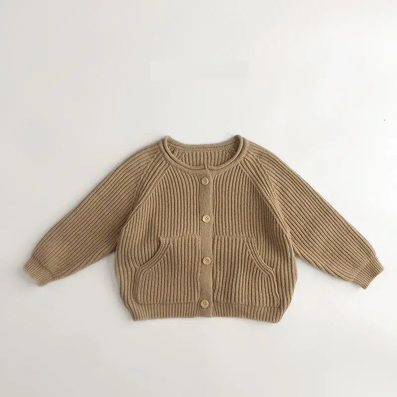 カーディガン・パーカー khaki / 12M  80cm キッズカーディガン リブニット長袖セーター ニットジャケット 2カラー