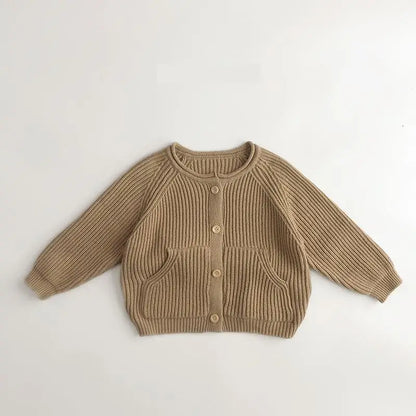 カーディガン・パーカー khaki / 12M  80cm キッズカーディガン リブニット長袖セーター ニットジャケット 2カラー