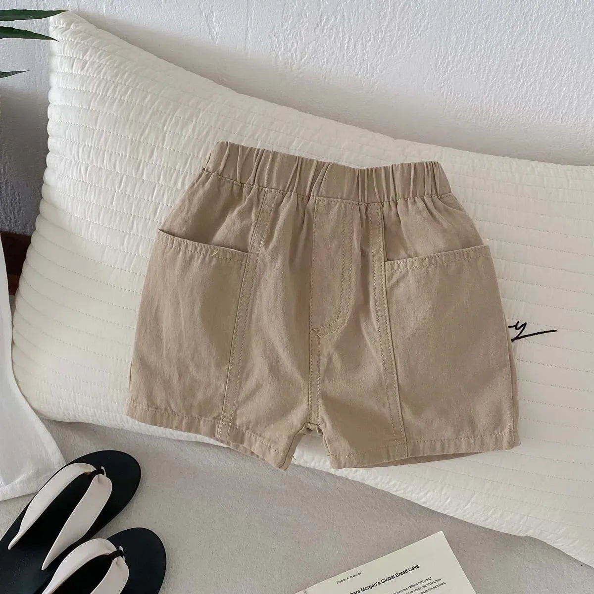 ハーフパンツ・ショートパンツ Khaki / 12M  80cm / 取り寄せ（7〜21日） キッズパンツ レトロシルエット ショートパンツ シンプルベーシック 2カラー