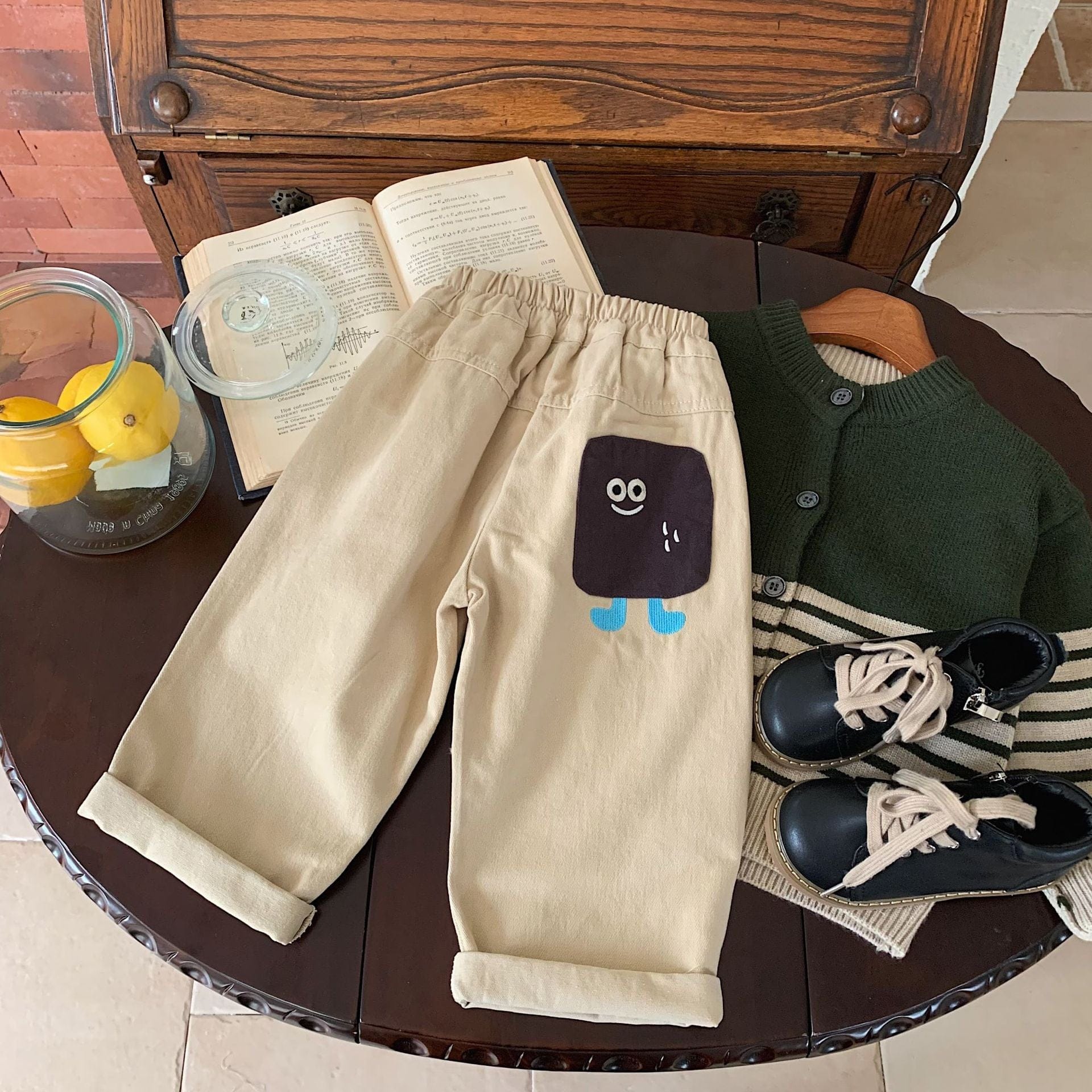 ロングパンツ・スウェットパンツ khaki / 12M  80CM キッズパンツ キャラクターアップリケロングルーズパンツ【mh-0008542】