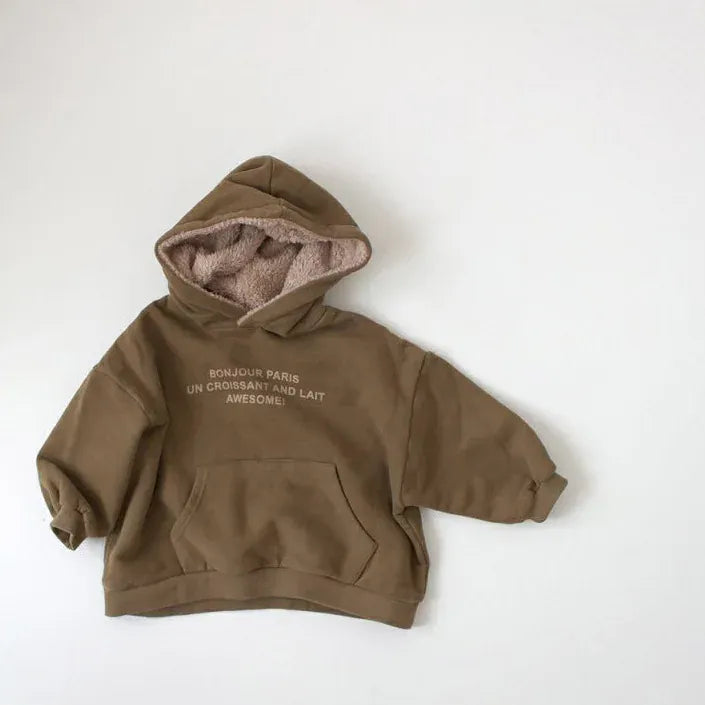 トレーナー・フーディ Khaki / 12M  80CM キッズトップス レターロゴプリントフーディ長袖スウェットパーカー【mh0008354】