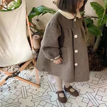ショートコート・ジャケット・ジャンパー Khaki / 3T 100cm キッズアウター 丸襟長袖パフスリーブふんわりコートジャケット【mh0007695】