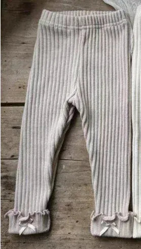 レギンスパンツ Khaki / 66cm 0-6m ベビーパンツ 裾リボンフリルリブレギンスパンツ【mh0007640】