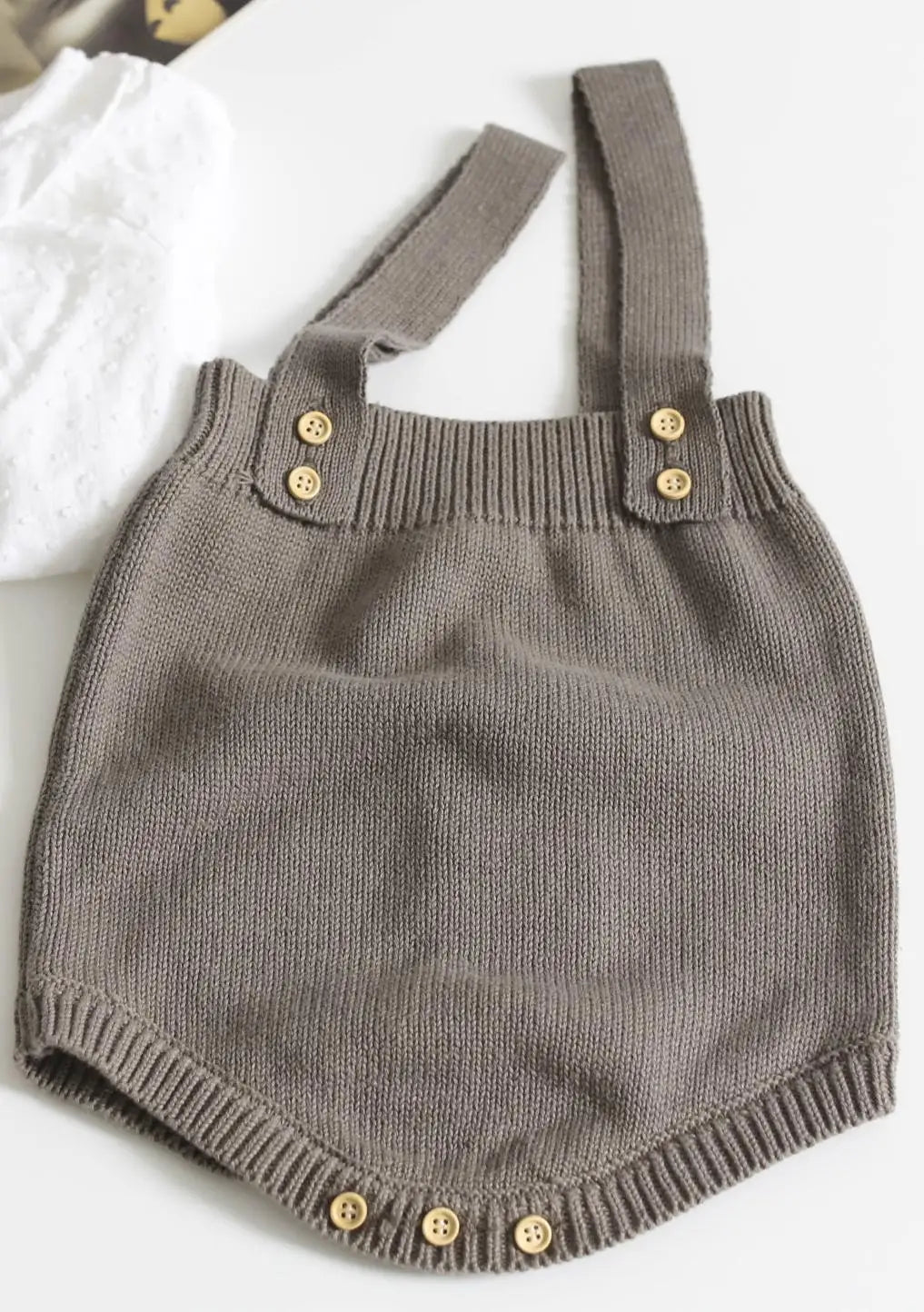 ノースリーブロンパース Khaki / 66cm ベビーロンパース サスペンダーブルマ フリルブルマ 長袖Tシャツ【mh0003780】