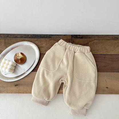 ロングパンツ・スウェットパンツ Khaki / 6M  66CM ベビーパンツ 裏フリースシンプルルーズロングパンツ【mh0008388】