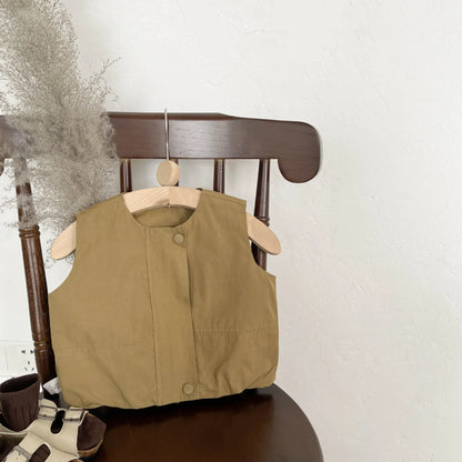 ベスト Khaki / 6M  66CM ベビーベスト シンプルデザインジレベスト【mh0008617】