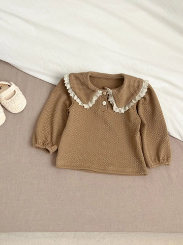 長袖シャツ・ブラウス khaki / 6M  66cm ベビートップス レース襟長袖Tシャツ ブラウス 2カラー