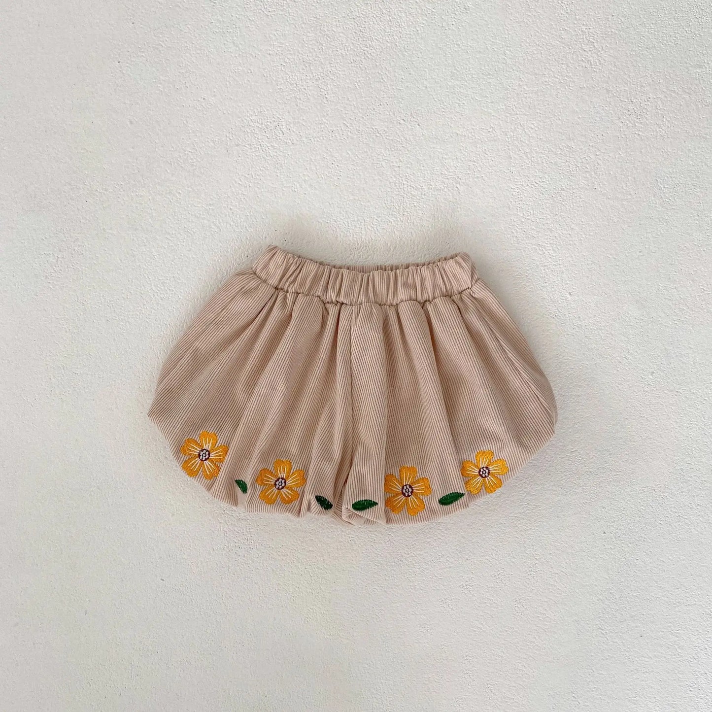 ハーフパンツ・ショートパンツ Khaki / 6M  66CM ベビートップス/パンツ 長袖パフスリーブTシャツブラウス/フラワー刺繍バルーンショートパンツ【mh0005211】