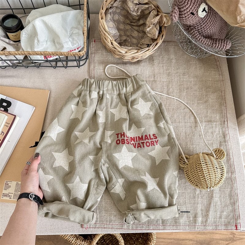 ロングパンツ・スウェットパンツ khaki / 80cm キッズ レターロゴ プリント スター 星 ルーズ パンツ ボーイズ