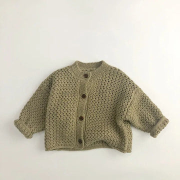 カーディガン・パーカー khaki / 80cm キッズカーディガン ニット 長袖セーター ざっくり ルーズ カーキ ベージュ 2カラー ボーイズ 男の子 子供服