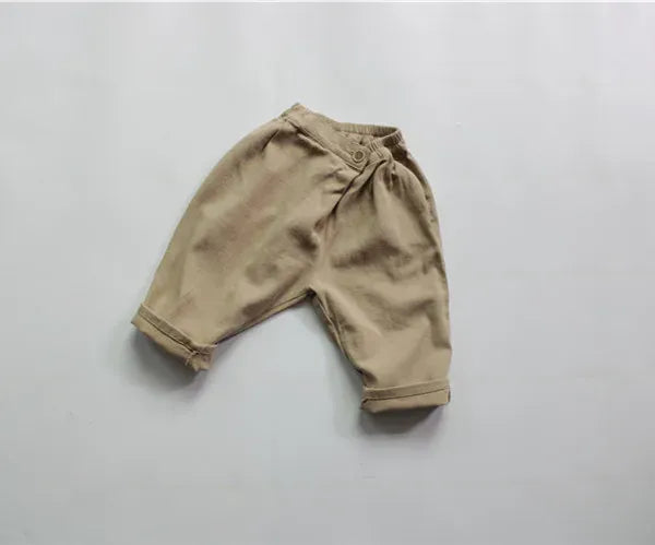 ロングパンツ・スウェットパンツ khaki / 80cm / 取り寄せ（7〜35日） キッズパンツ 変わりボタン ルーズ ロングパンツ カーキ コーヒー 2カラー