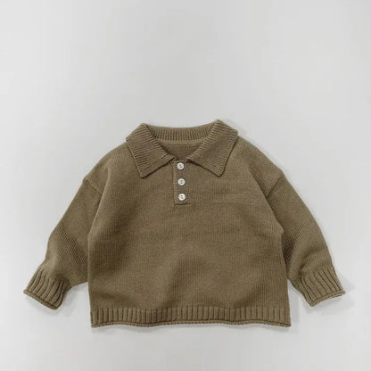 ニット・セーター khaki / 80cm キッズ長袖ポロシャツ ニットセーター 襟付きTシャツ トップス 3カラー ボーイズ 男の子 子供服