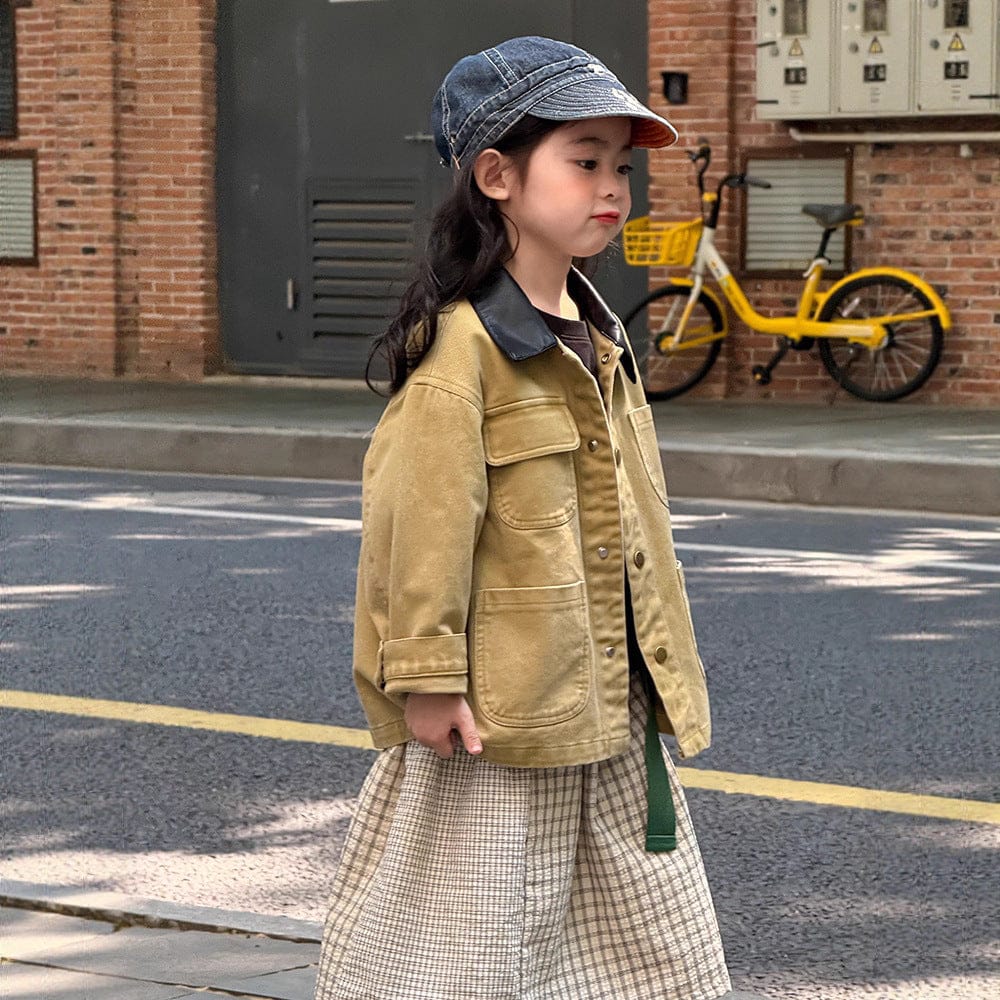 ショートコート・ジャケット・ジャンパー Khaki / 90cm 襟付きブルゾンジャケット【mh0010568】