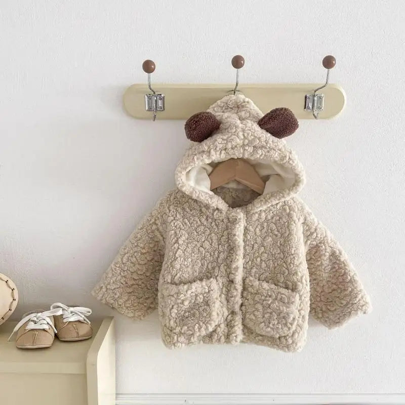 ショートコート・ジャケット・ジャンパー Khaki / 9M  73CM ベビーキッズアウター 耳付きフーディボアフリースジャケットコート【mh0008096】