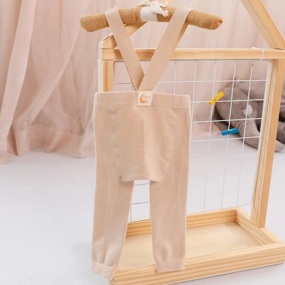レギンスパンツ khaki / L  2-3Y ☺︎ ベビーパンツ サスペンダータイツ レギンスパンツ