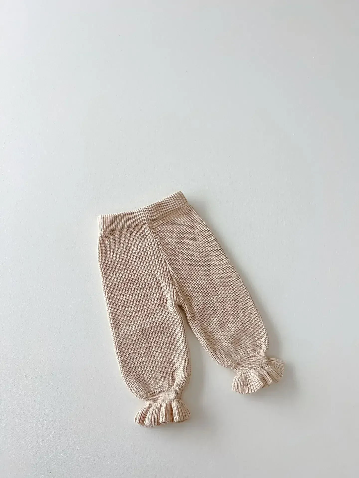 長袖セットアップ khaki pant / 73cm 6-9M ベビーキッズトップス/パンツ アラン編みケーブルニットセーター/裾フリルニットロングパンツ 2カラー【mh0007151】