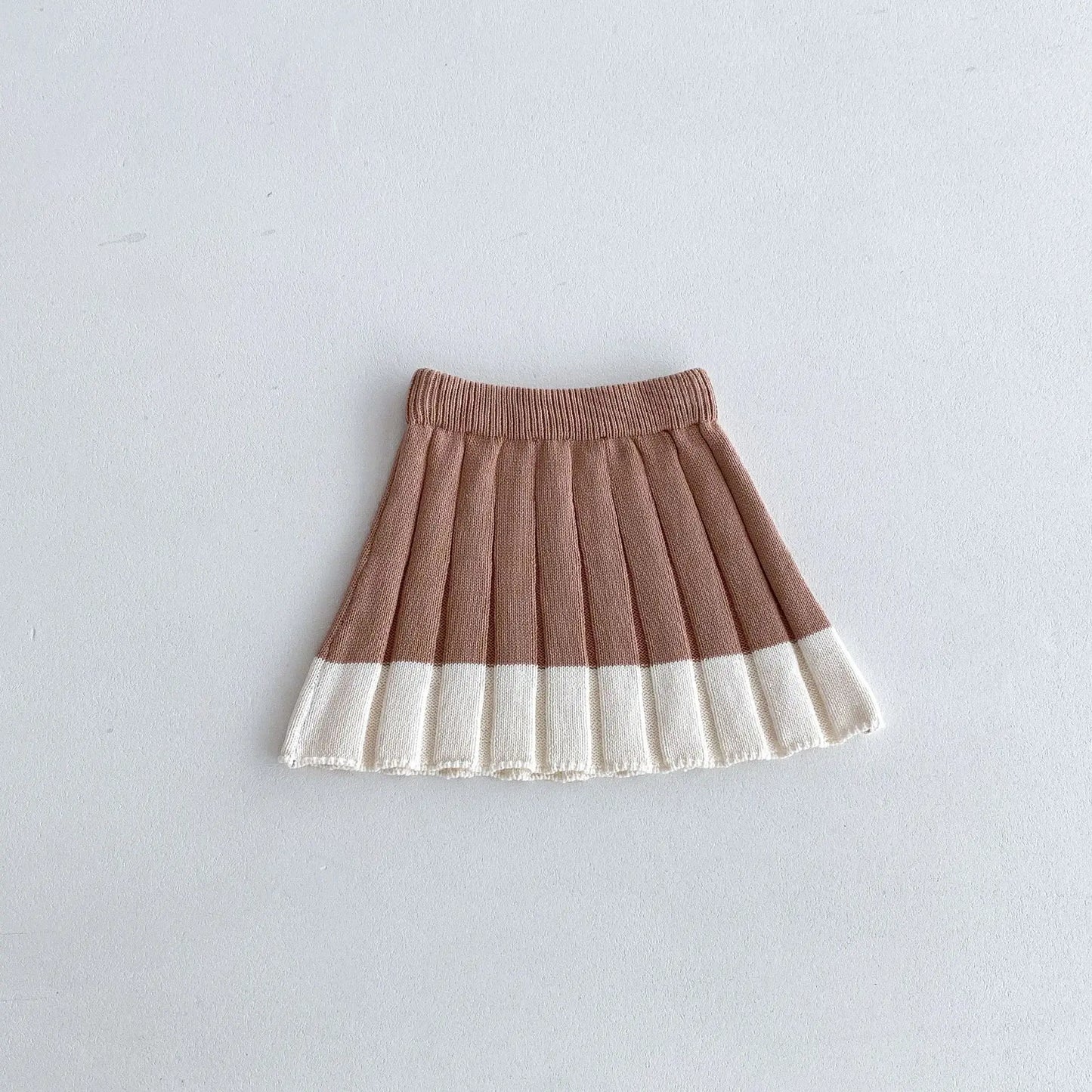 長袖セットアップ khaki skirts / 12M  80CM キッズトップス/スカート ニットフリル襟セーター/ニットプリーツスカート 2カラー