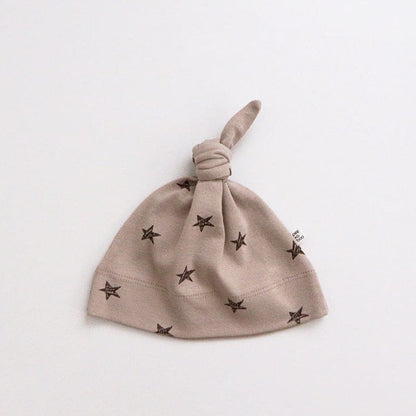 ロンパースセットアップ Khaki star Hat / 66cm 月ムーン/星スタープリント長袖ボディスーツ+パンツ/とんがりキャップ帽子【mh0010750】