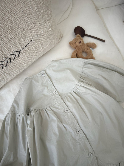 長袖ワンピース Lace Puff Sleeve Ruffle Dress レース パフスリーブ 裾フリル ワンピース【mh0012239】