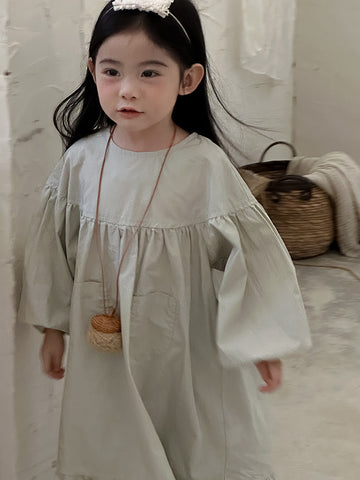 長袖ワンピース Lace Puff Sleeve Ruffle Dress レース パフスリーブ 裾フリル ワンピース【mh0012239】