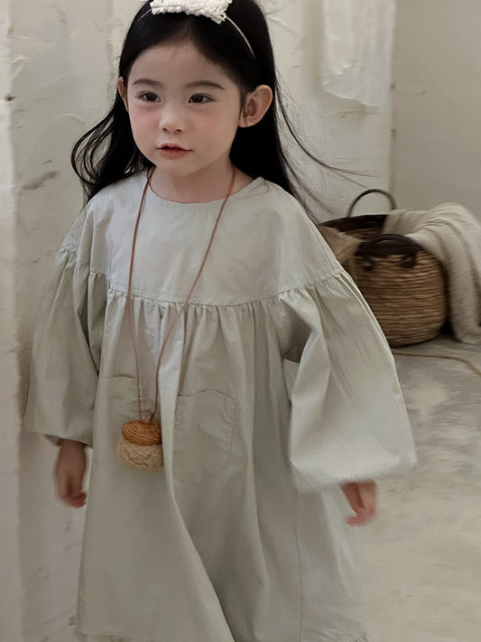 長袖ワンピース Lace Puff Sleeve Ruffle Dress レース パフスリーブ 裾フリル ワンピース【mh0012239】