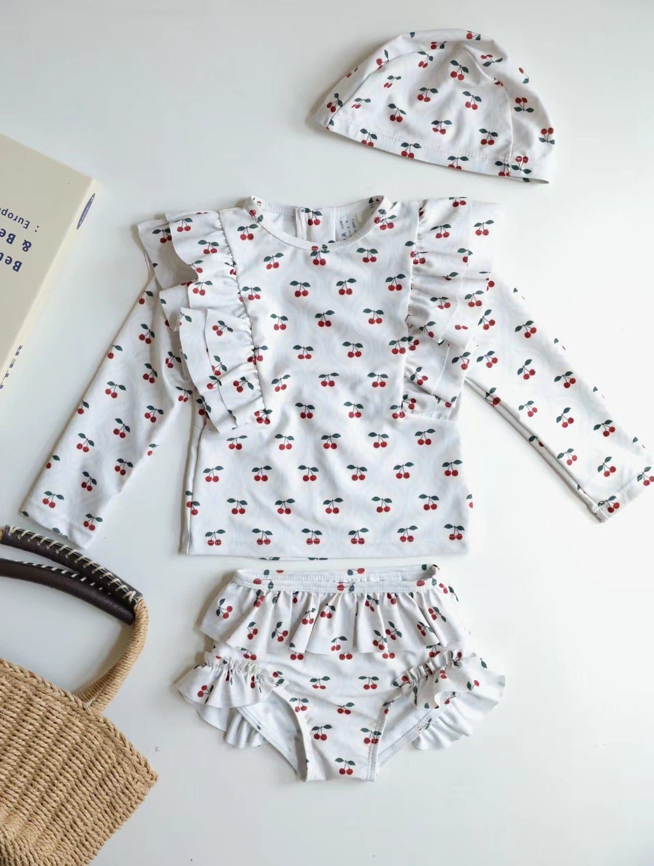 ベビー用水着 Lace split swimsuit cherry / 80 ガールズ水着 長袖セパレートスイムウェア ラッシュガード【mh0009311】