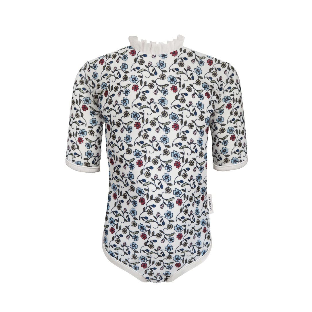 ベビー用水着 lace swimsuit blue star flower / 90 ガールズ水着 半袖ワンピーススイムウェア ラッシュガード【mh0009332】