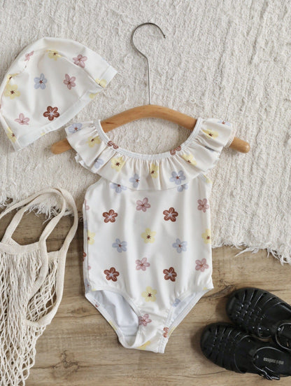 ベビー用水着 Lace swimsuit colorful flowers / 80 ガールズ水着 ノースリーブワンピーススイムウェア ラッシュガード【mh0009316】