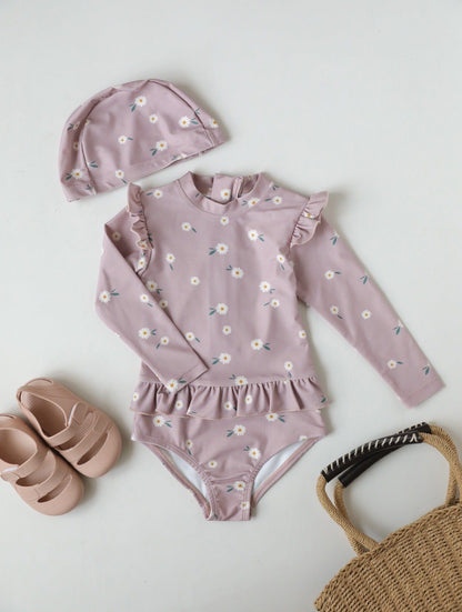 ベビー用水着 lace swimsuit daisy / 80 ガールズ水着 長袖ワンピーススイムウェア ラッシュガード【mh0009347】