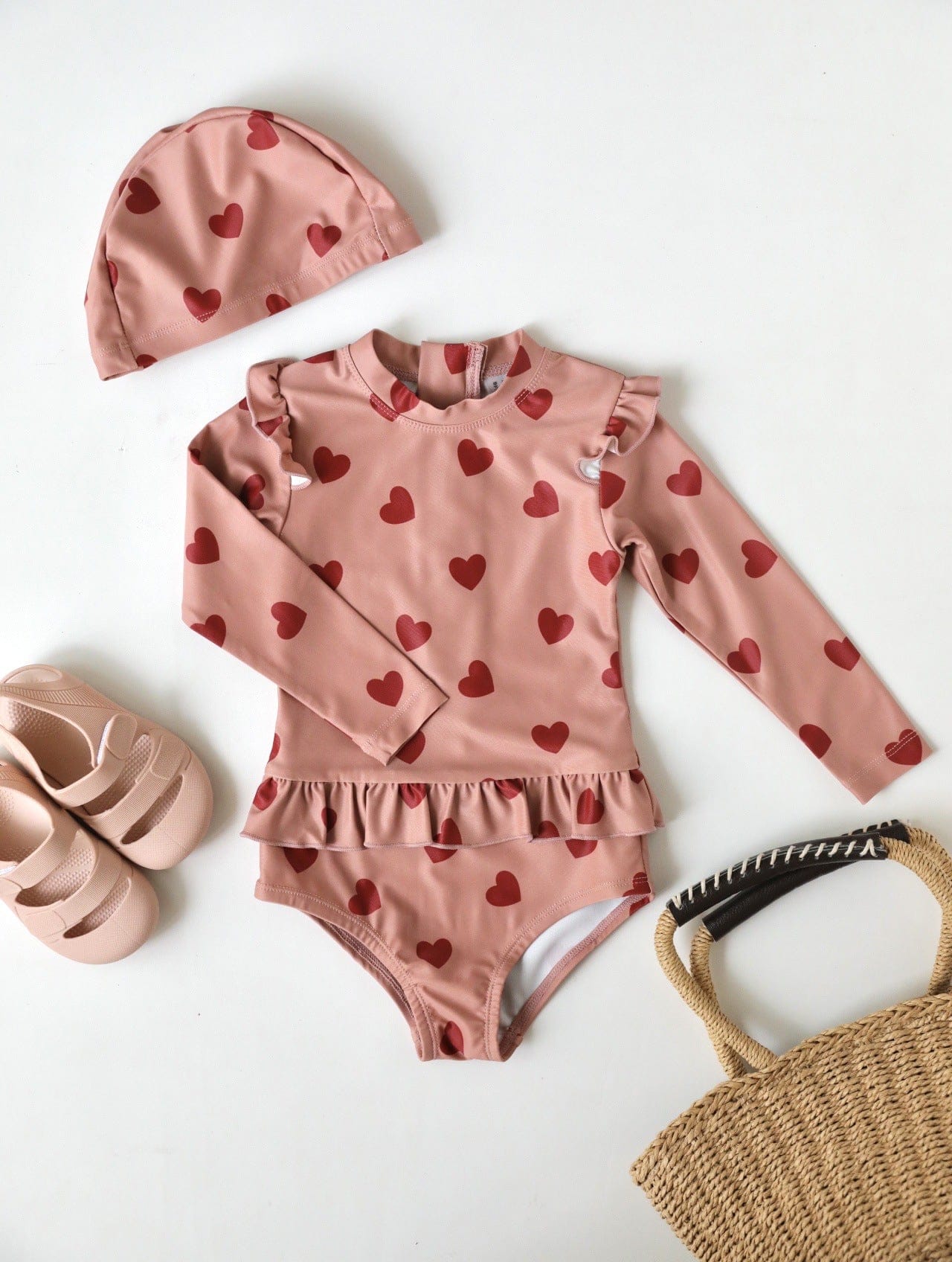 ベビー用水着 lace swimsuit love / 80 ガールズ水着 長袖ワンピーススイムウェア ラッシュガード【mh0009347】