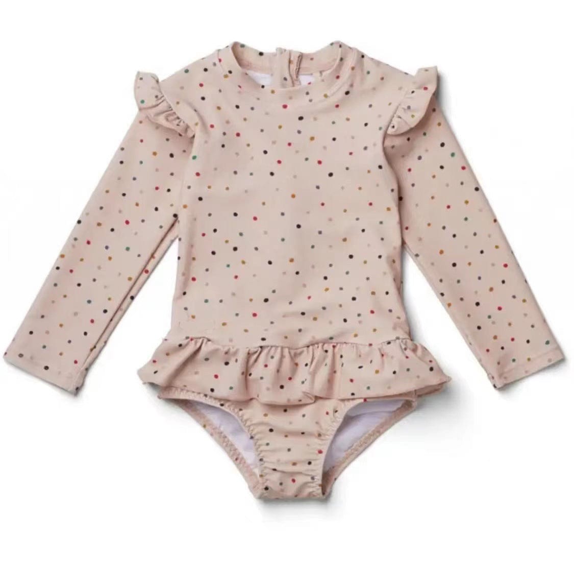 ベビー用水着 Lace swimsuit pink polka dots / 80 ガールズ水着 長袖ワンピーススイムウェア ラッシュガード【mh0009328】